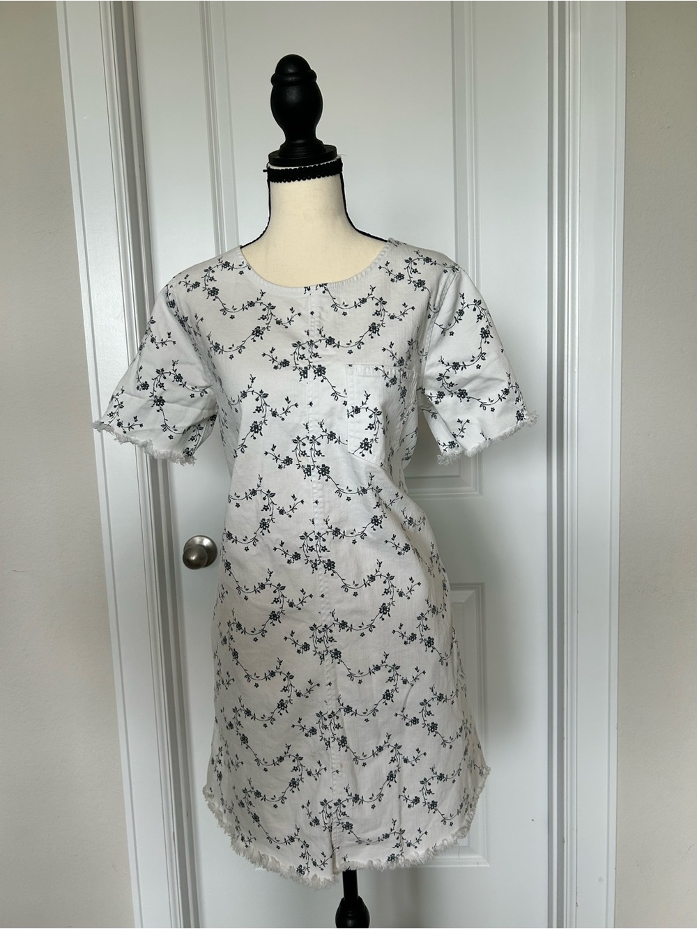 Current/Elliott White Mini Dress with Navy Floral Print